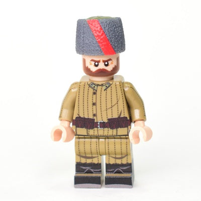 Papakha Fur Hat red v1910 with red stripe