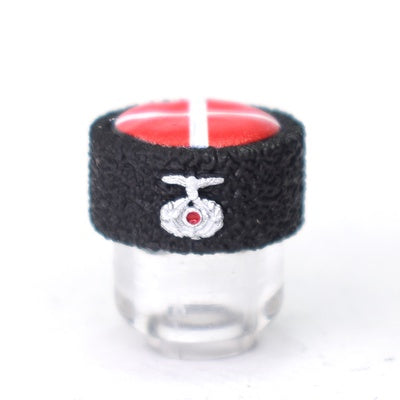 Papakha Kubanka Toy Fur Hat | Red Top with Wehrmacht Insignia