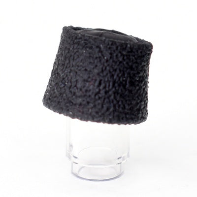 A tall black papakha hat for Lego figures. ( by G-brick Design)
