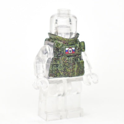 Armor Vest Ratnik "Machine Gunner" – Raised Collar, Russian Flag and Skull Patch, Digital Camouflage