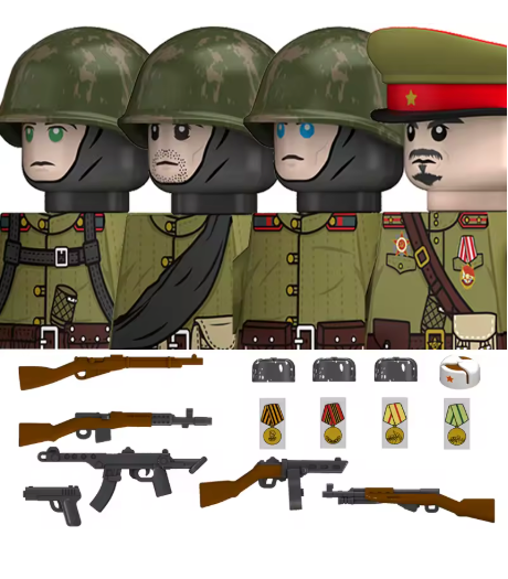 4 x Soviet WW2 soldiers (1943-1945)