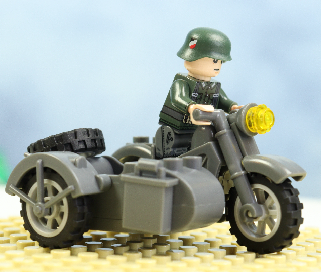 World War II era motorcycle with sidecar.
