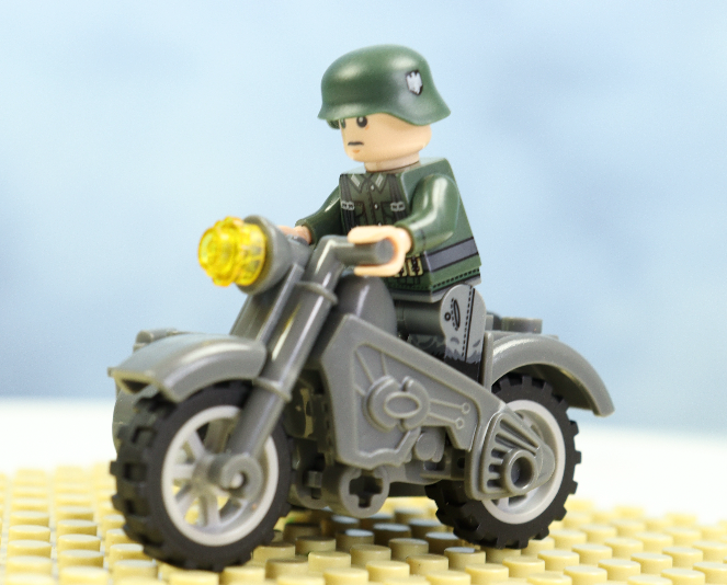 World War II era motorcycle with sidecar.