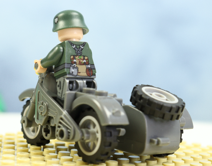 World War II era motorcycle with sidecar.