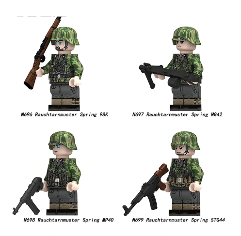 Set of 4 German WW2 soldiers - Rauchtarnmuster Spring camo