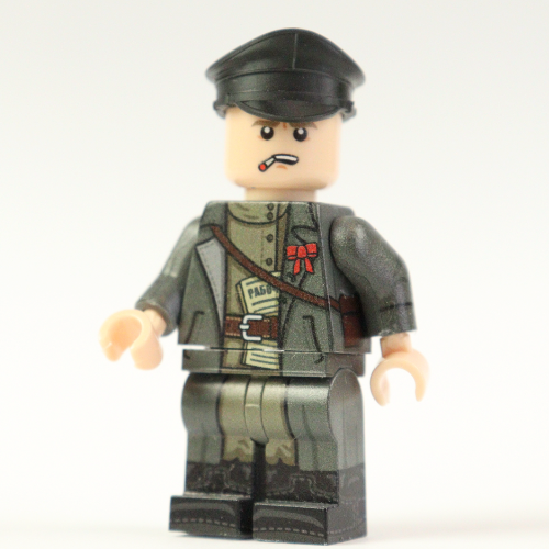 Red Army agitator in greatcoat and cap during the Civil War