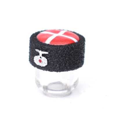 Papakha Kubanka Toy Fur Hat | Red Top with Wehrmacht Insignia