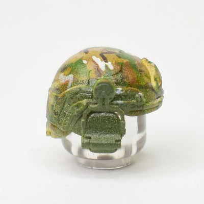 Helmet with headphones, vertical mount, multicam