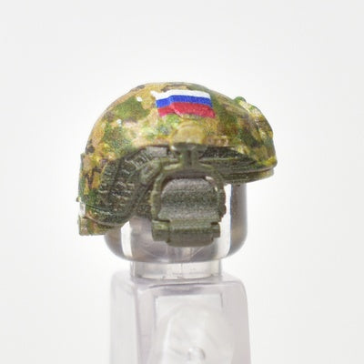 Helmet with headphones, vertical mount, Russian flag, multicam