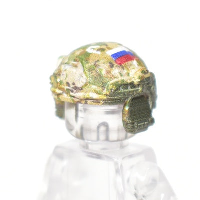 Helmet with headphones, vertical mount, Russian flag, multicam