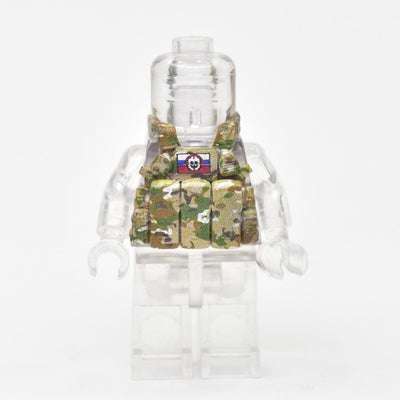 Armored vest LBT 6094 closed holsters, multicam camouflage, Russian flag and skull patches