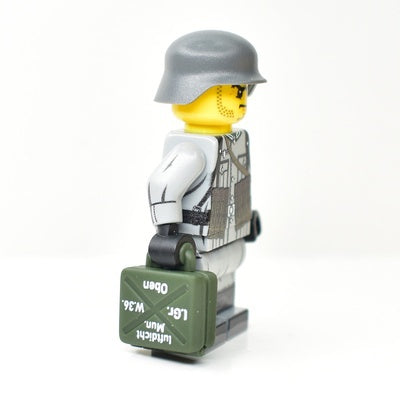 German box for 50 mm mortar mines. With mines. Dark green. for LEGO minifigures