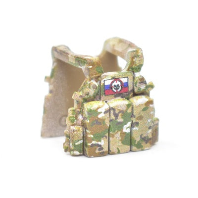 Armored vest LBT 6094 closed holsters, multicam camouflage, Russian flag and skull patches