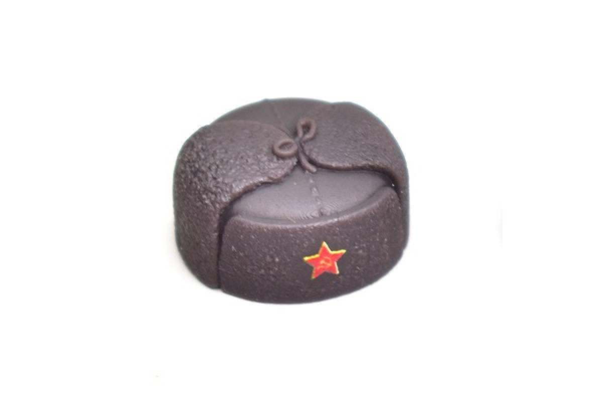 WWII Soviet Ushanka hat with red star. Brown